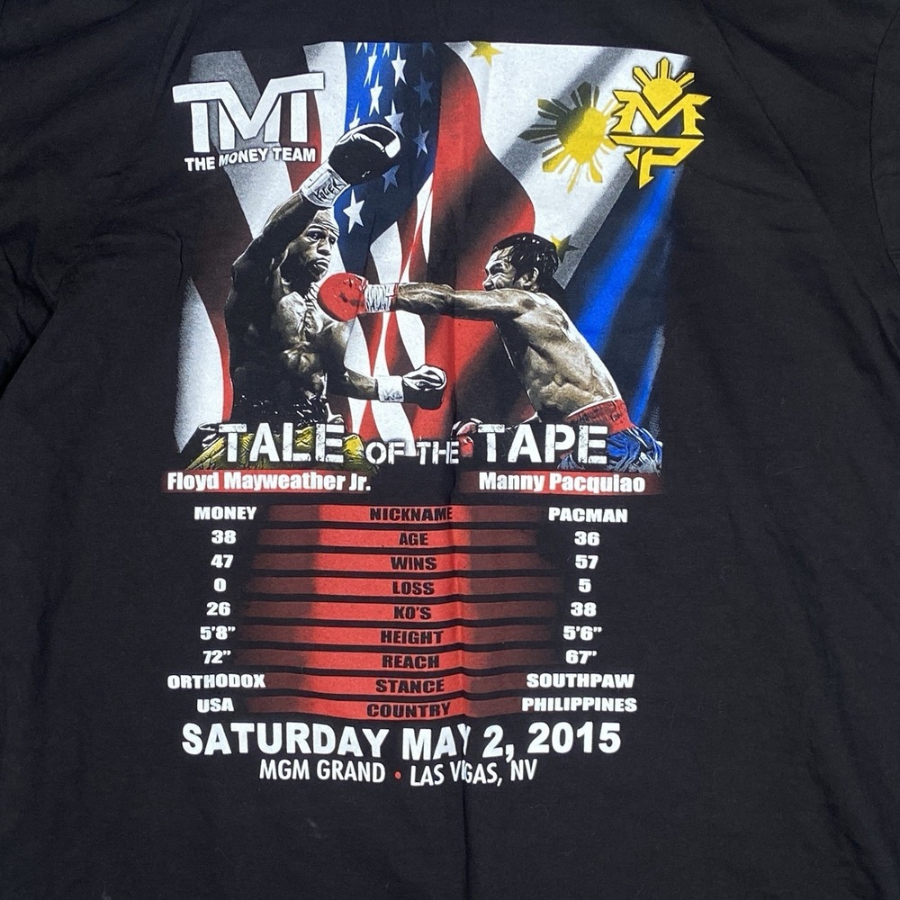 Floyd Mayweather Vs Manny Pacquiao T-Shirt Mens XL Black Mega Fight 2015 Tee - Picture 2 of 7
